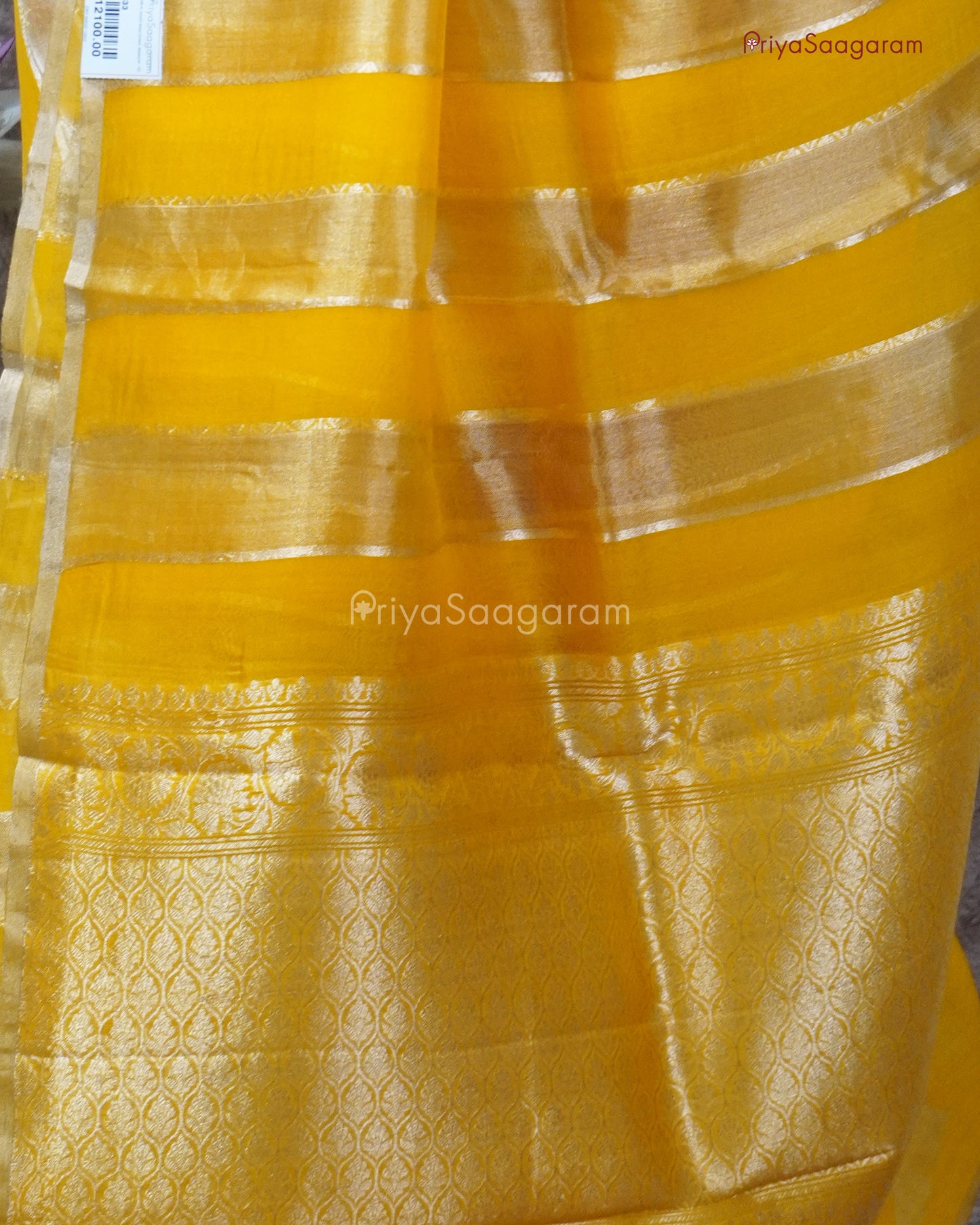 Mango Yellow Cross Kora Silk - PC3833