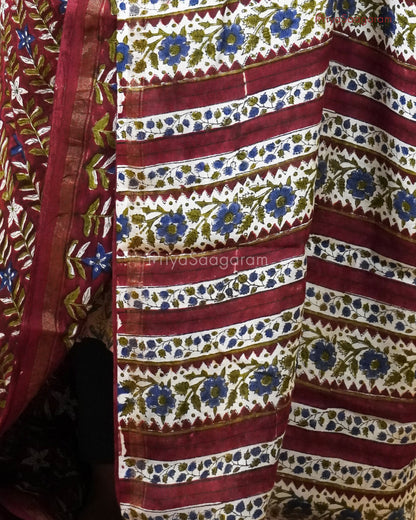 Wine Red Chanderi - PC1819