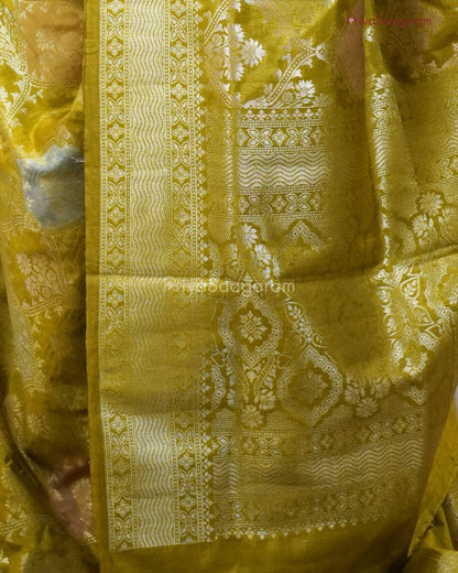 Yellowish Green Rangkat Banaras Silk - PC71