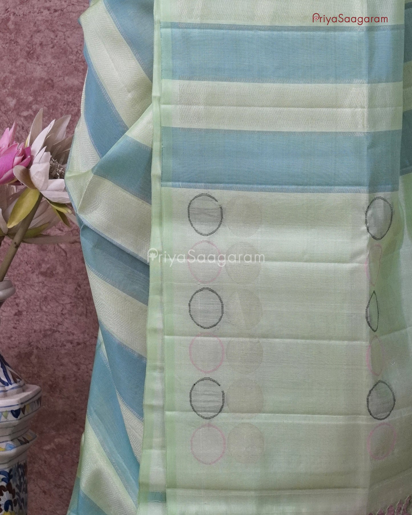 Brown and Green Kora Soft Silk - PD147