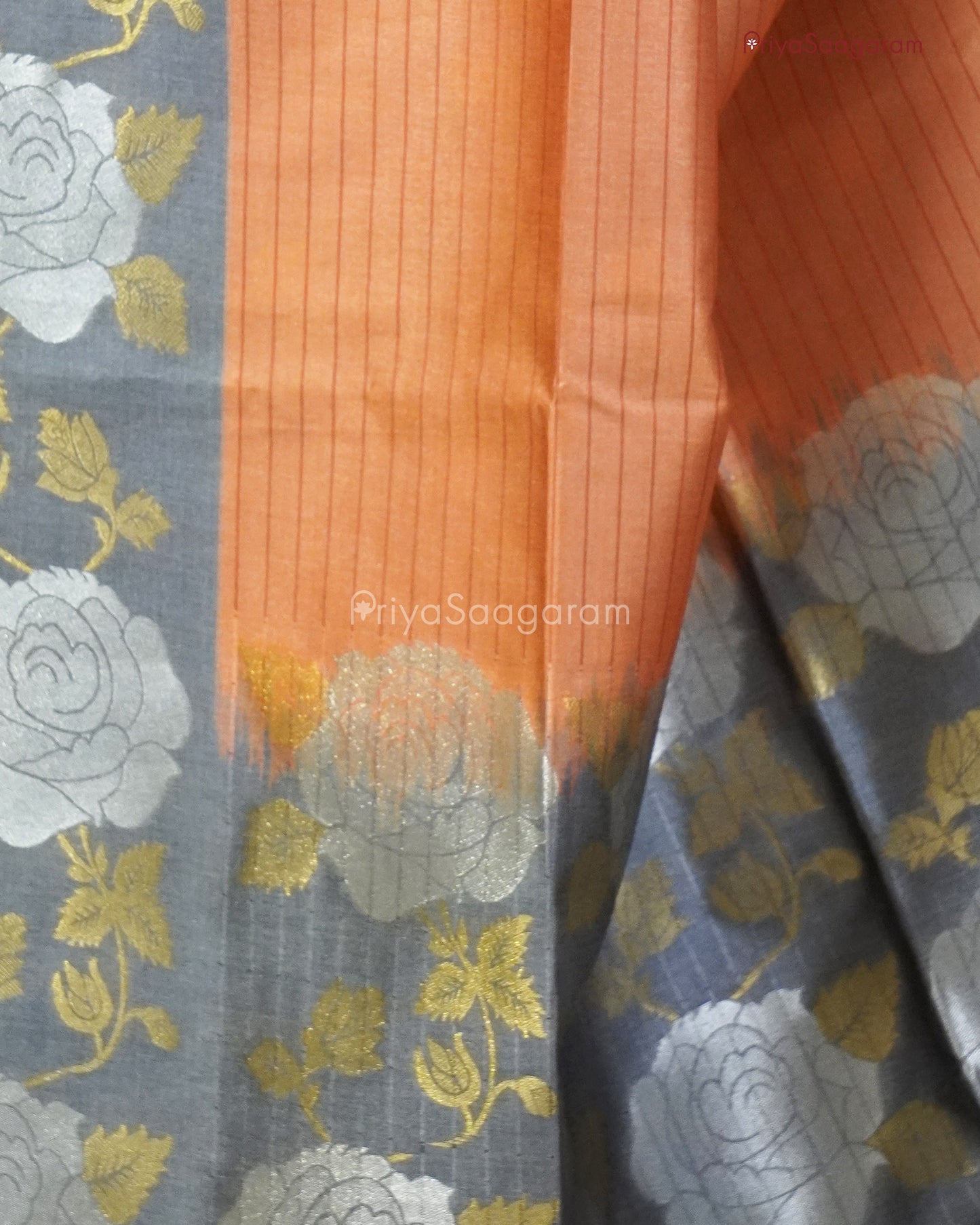Tangerine Orange Dupion Tussar - PC3766