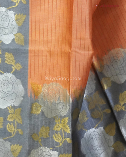 Tangerine Orange Dupion Tussar - PC3766