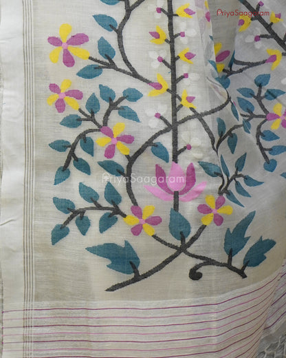 White Jamdhani Tussar - PC3581