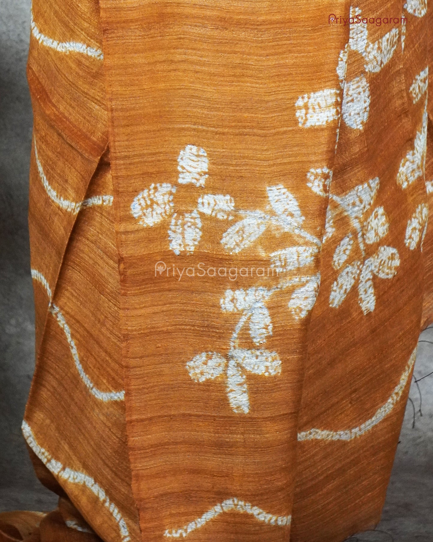 Coral Orange Matka Tussar - PC257