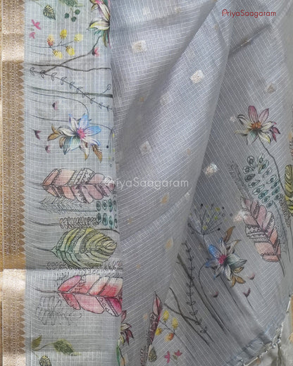 Grey Floral Zari Kota - PC3553