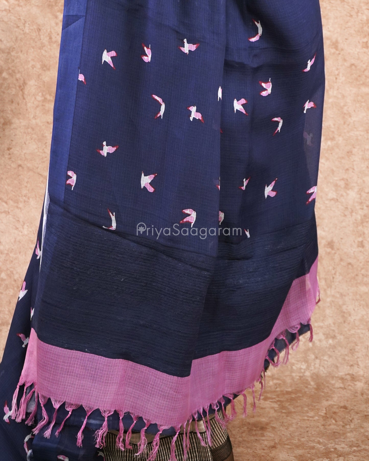 Night Blue Printed Fancy Tensil Tussar - PD4899