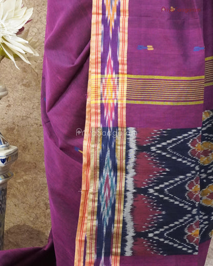 Purple Black Ikkat Cotton - PD68