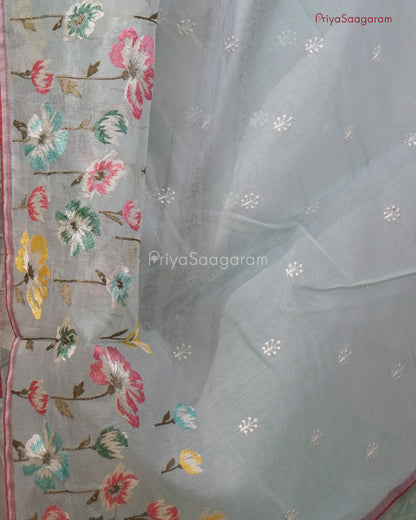 Sky Blue Floral Kota - PC3576
