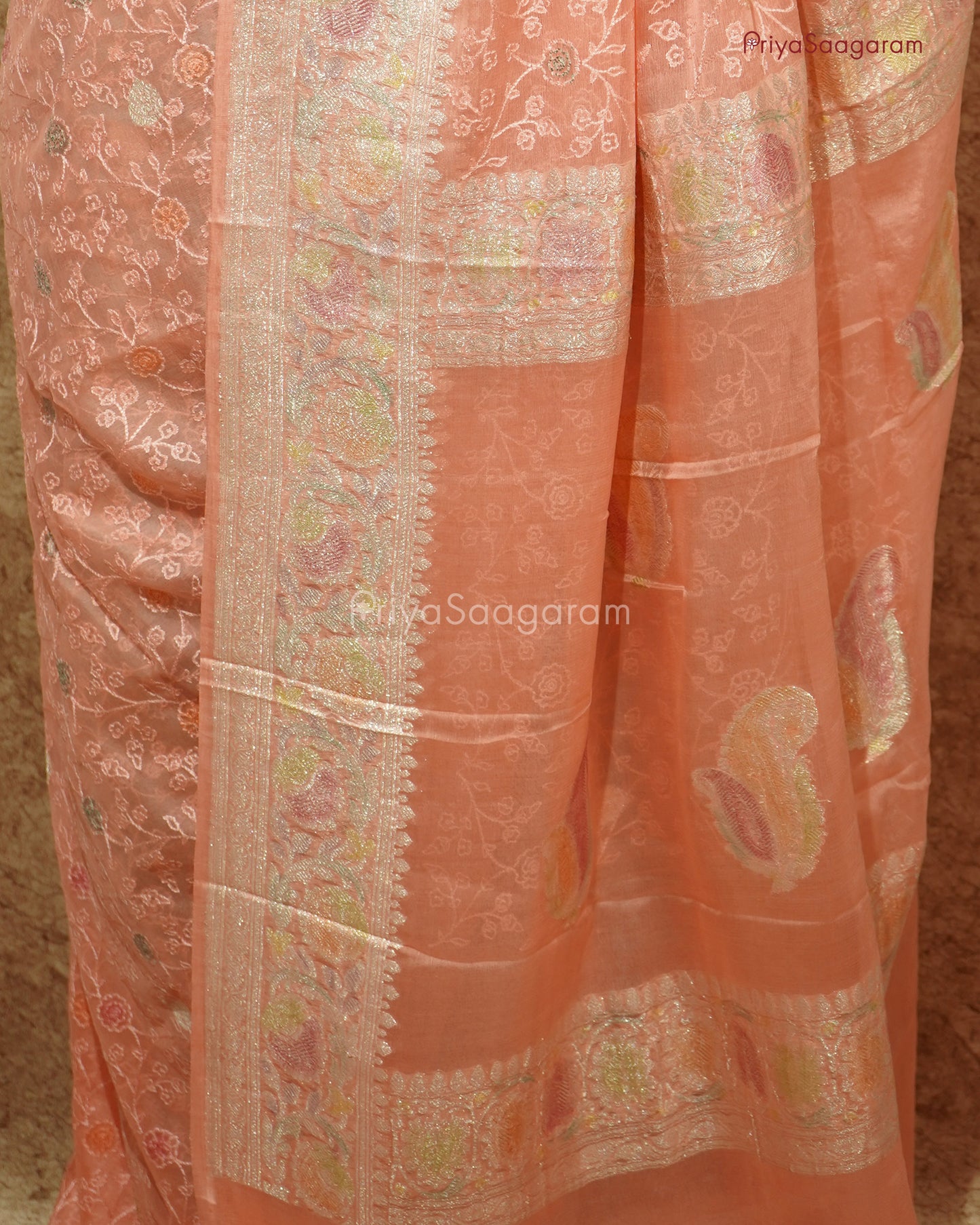 Baby Pink Embroidery Chiffon Georgette - PD972