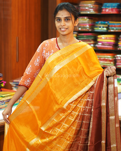 Rustic Brown Yellow Russian Silk - PE364