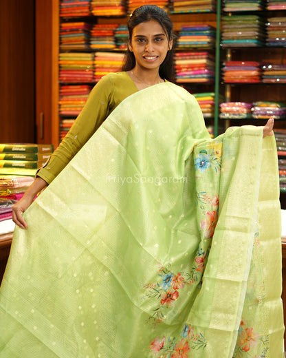 Bright Green Embroidery Silk Kota - PD669