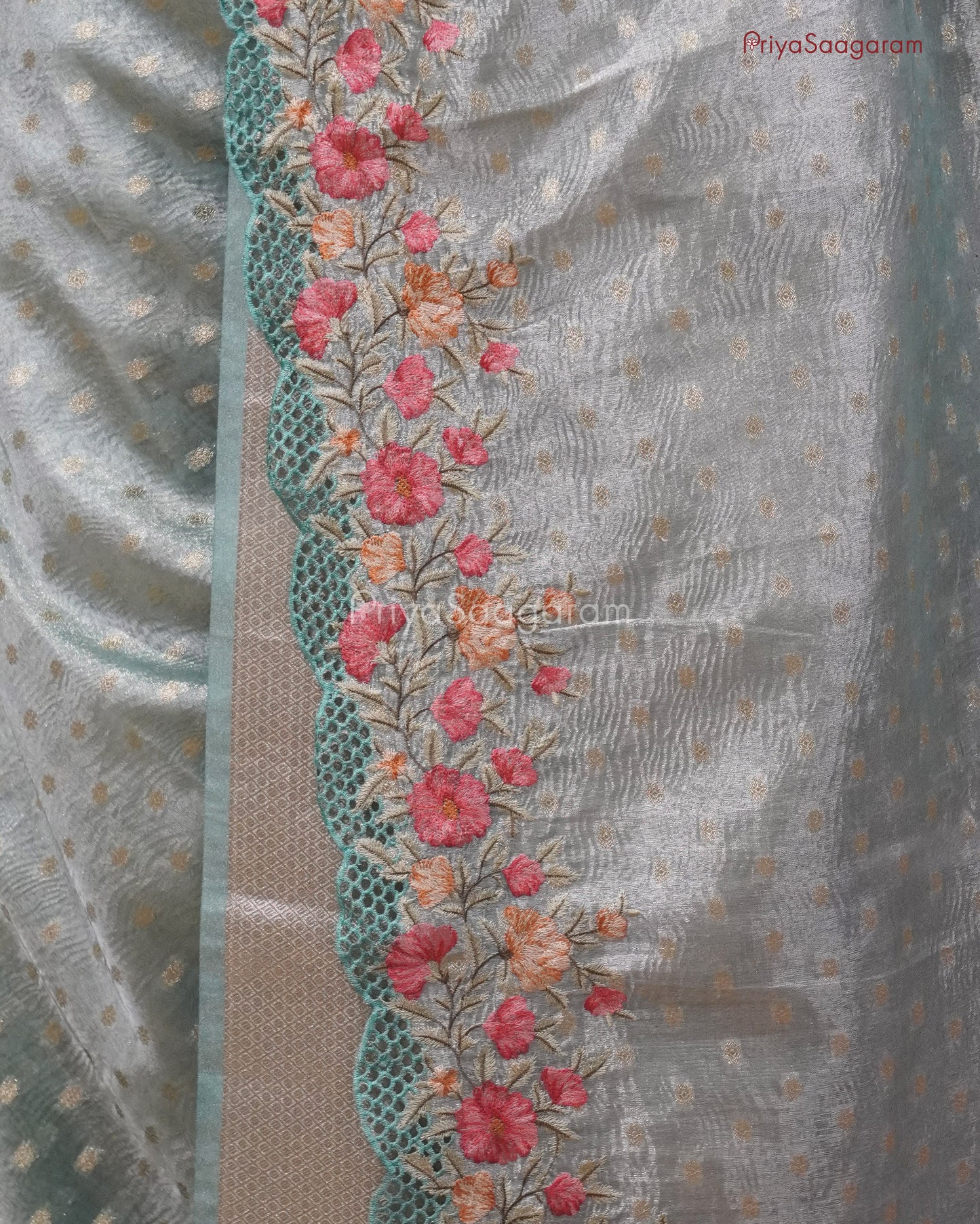 Sky Blue Floral Crush Tissue - PC2823