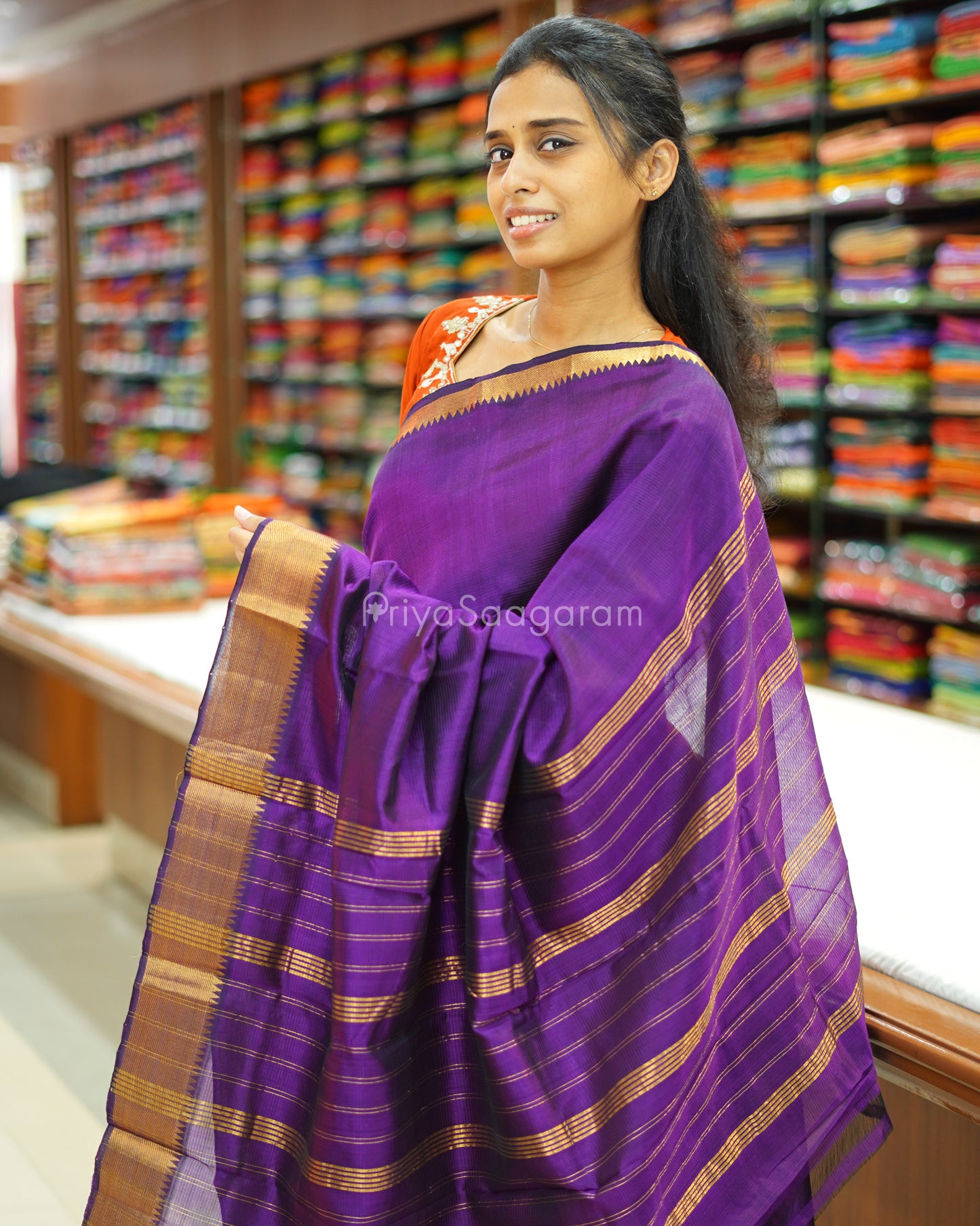 Purple Solid Mangalagiri Silk Cotton - N4990