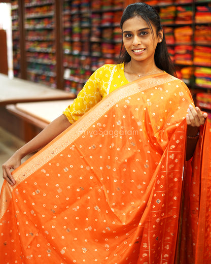 Shaded Orange Woven Chiniya Silk - PE2710