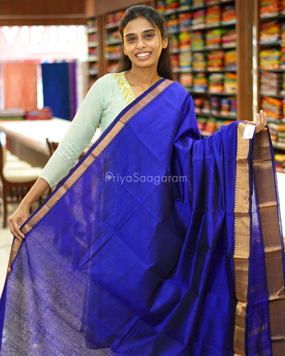 Ink Blue Mangalagiri Silk Cotton - N12626