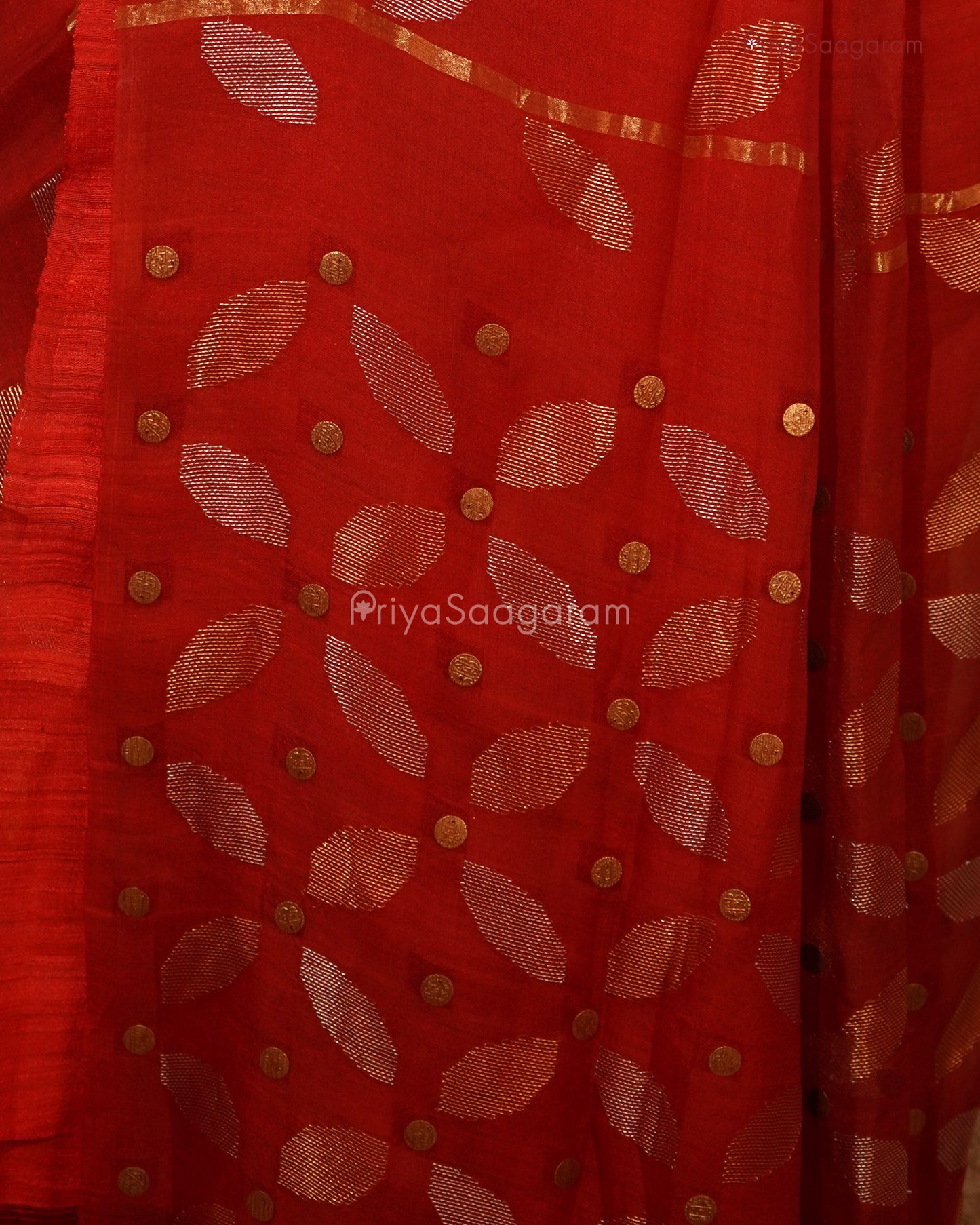Blood Red Matka Kora Silk - PD729