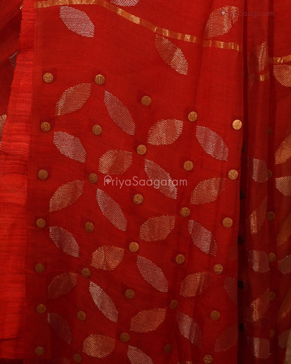Blood Red Matka Kora Silk - PD729