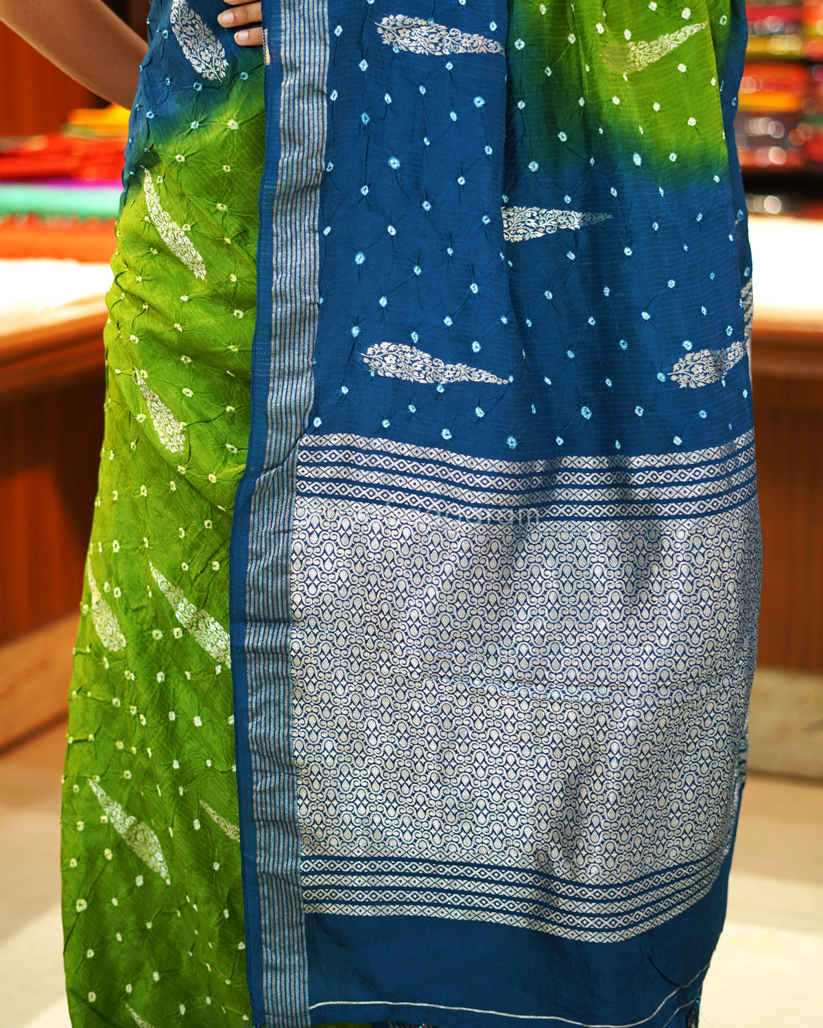 Blue Green Banaras Bandhani - PE2767