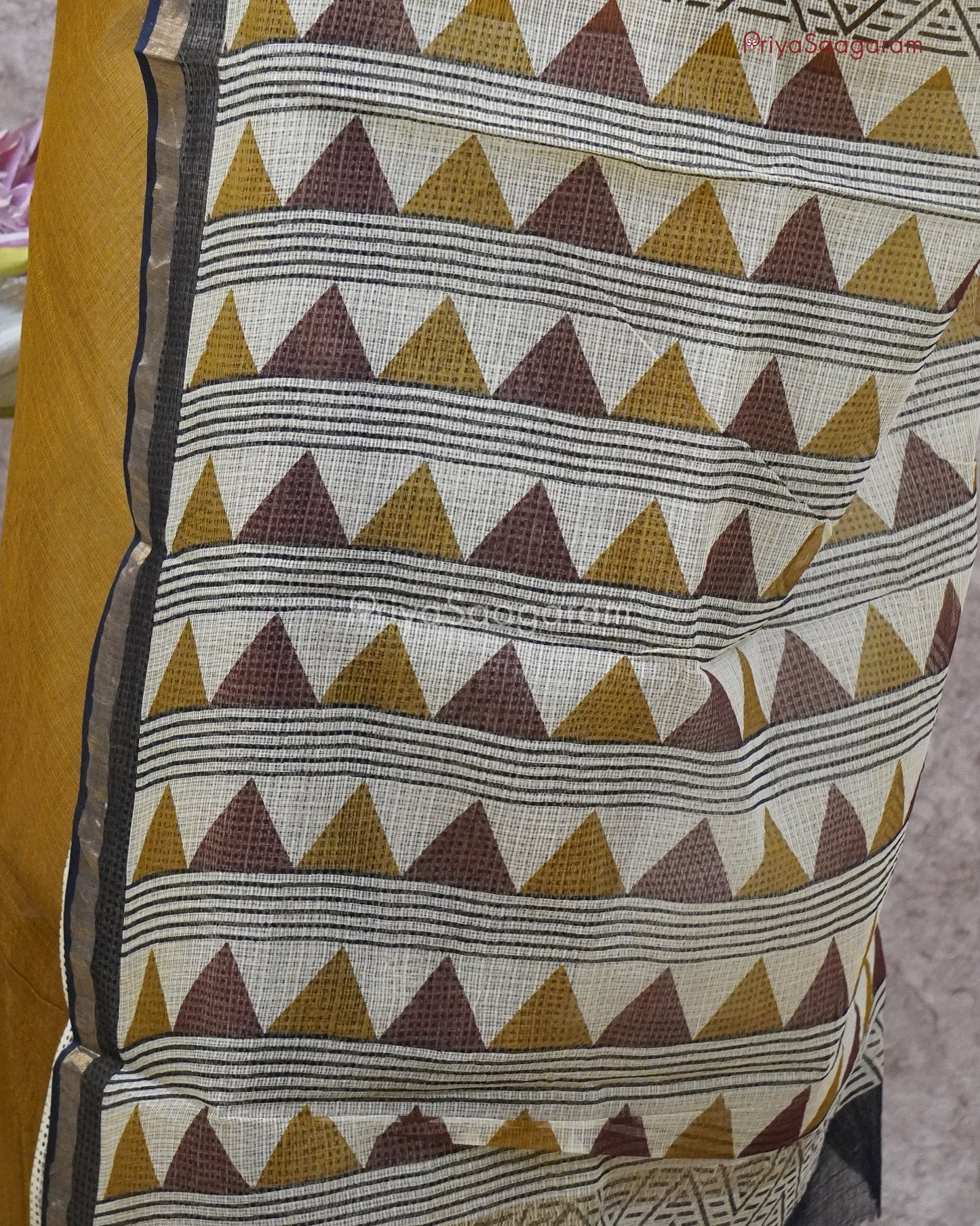 Mustard Black Kota Doria - PD318