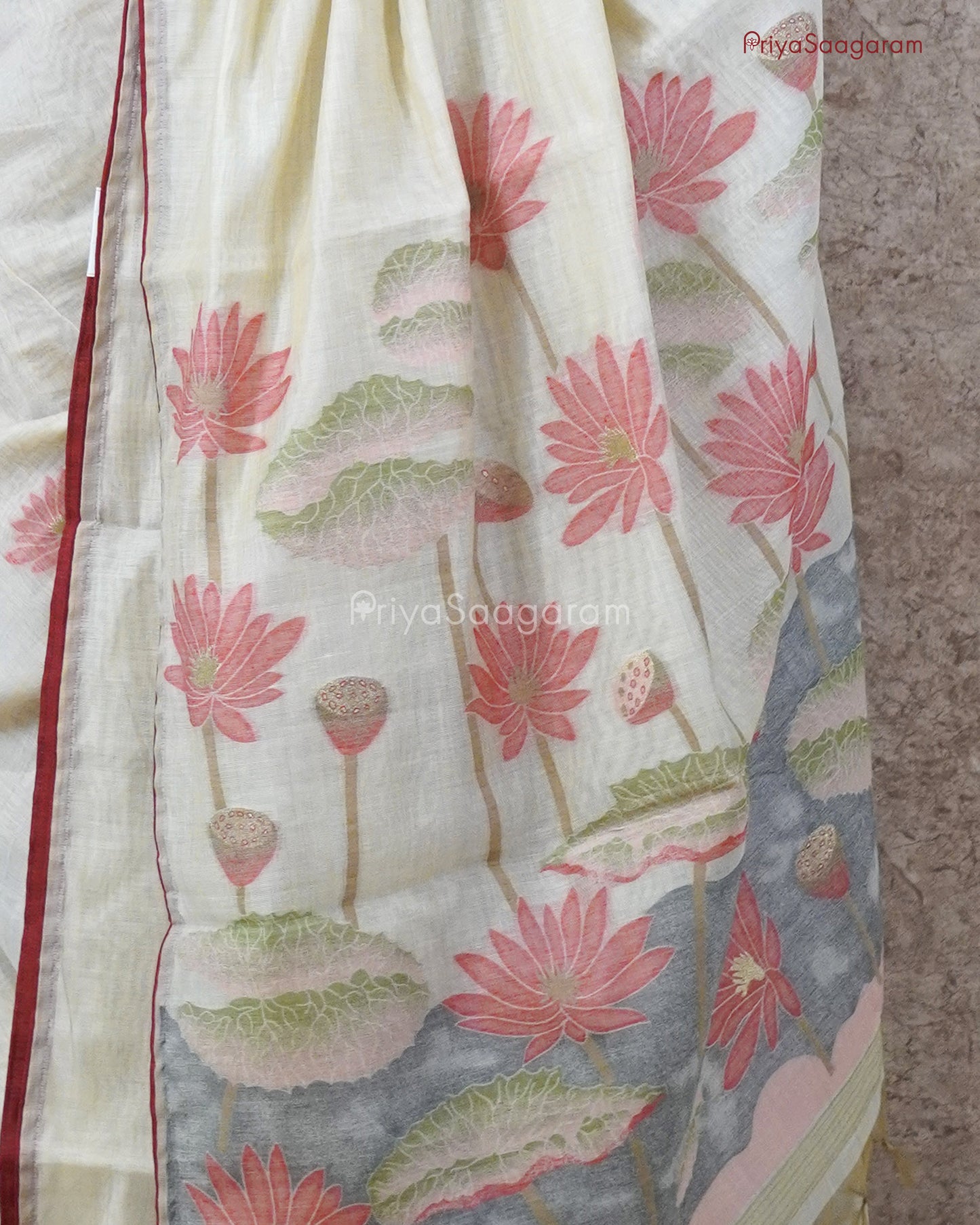 Cream Floral Fancy Cotton - PC3654
