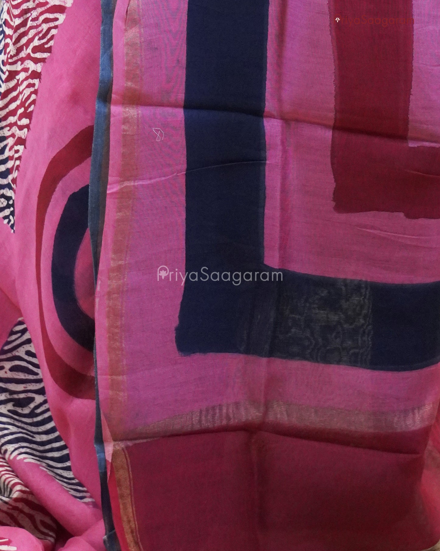 Deep Pink Painted Chanderi - PC1810