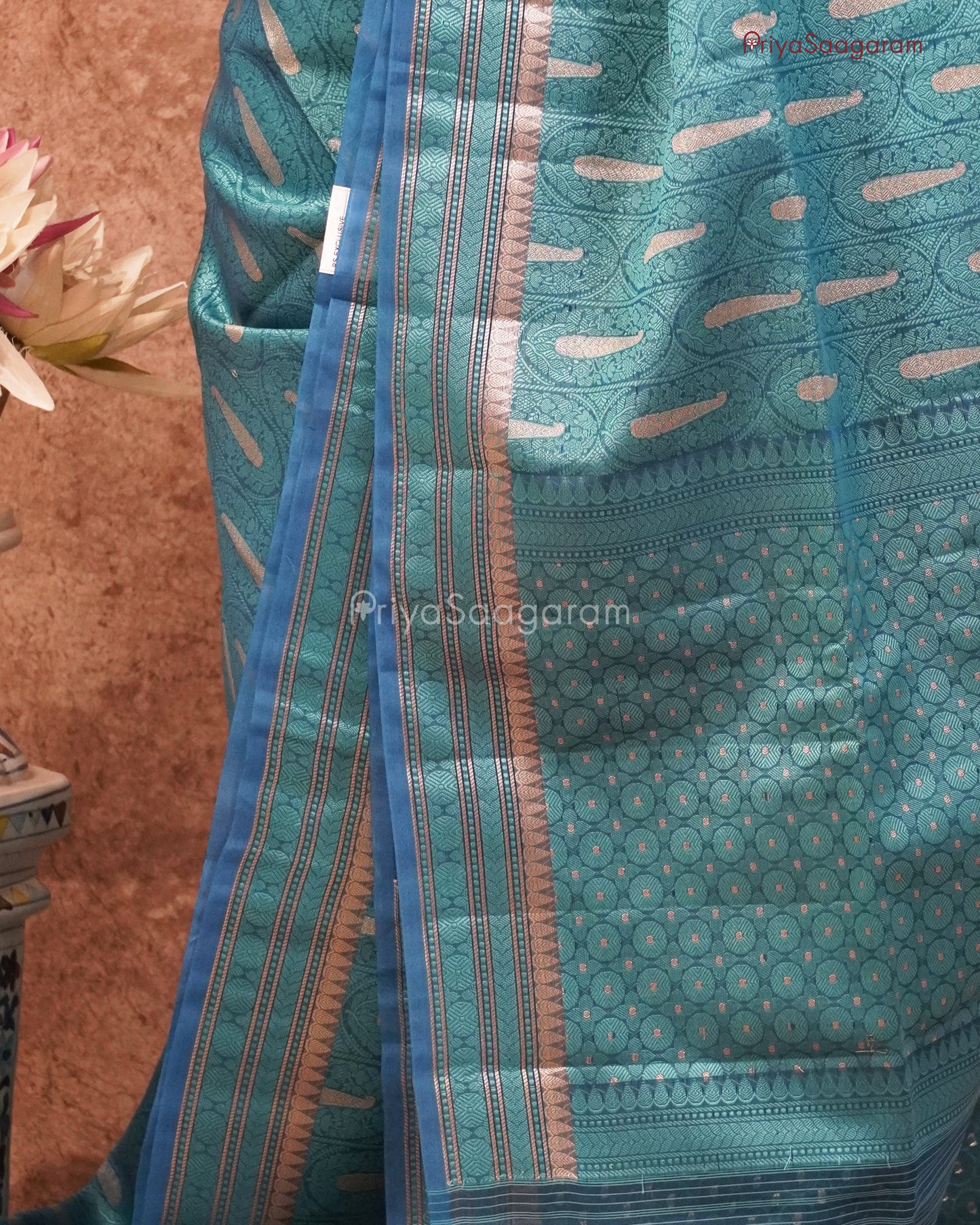 Bluish Green Muslin Silk - PD33