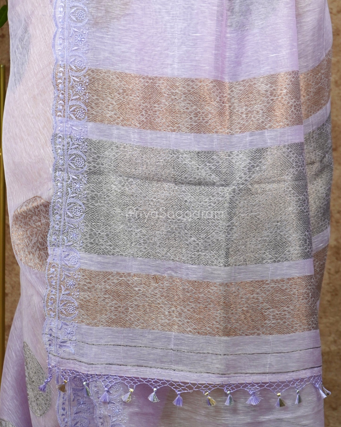 Lavender Embroidery Tussar - PD4111