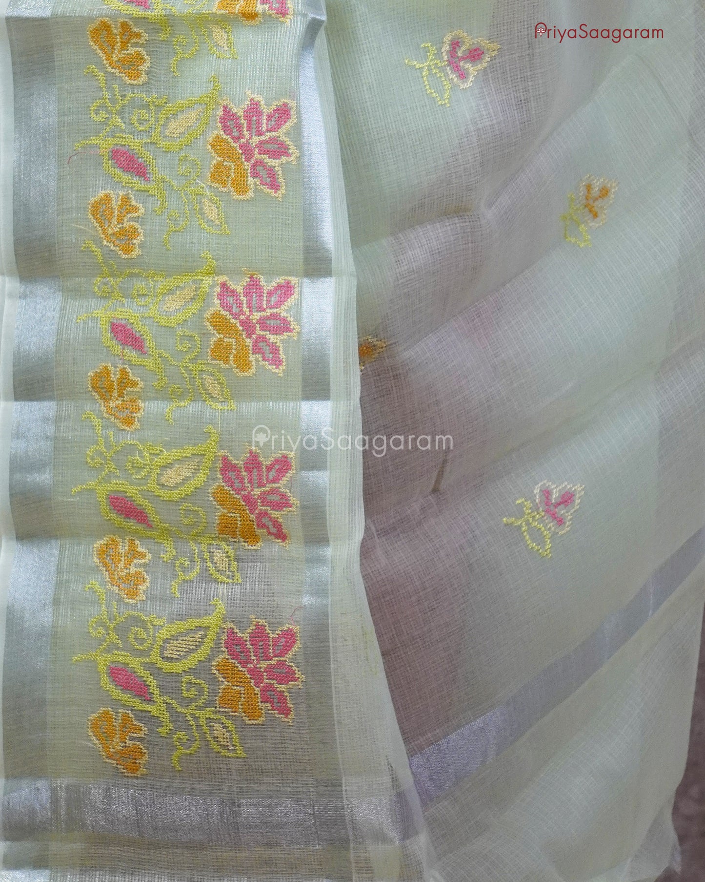 Peppermint Green Embroidery Kota - PC3616