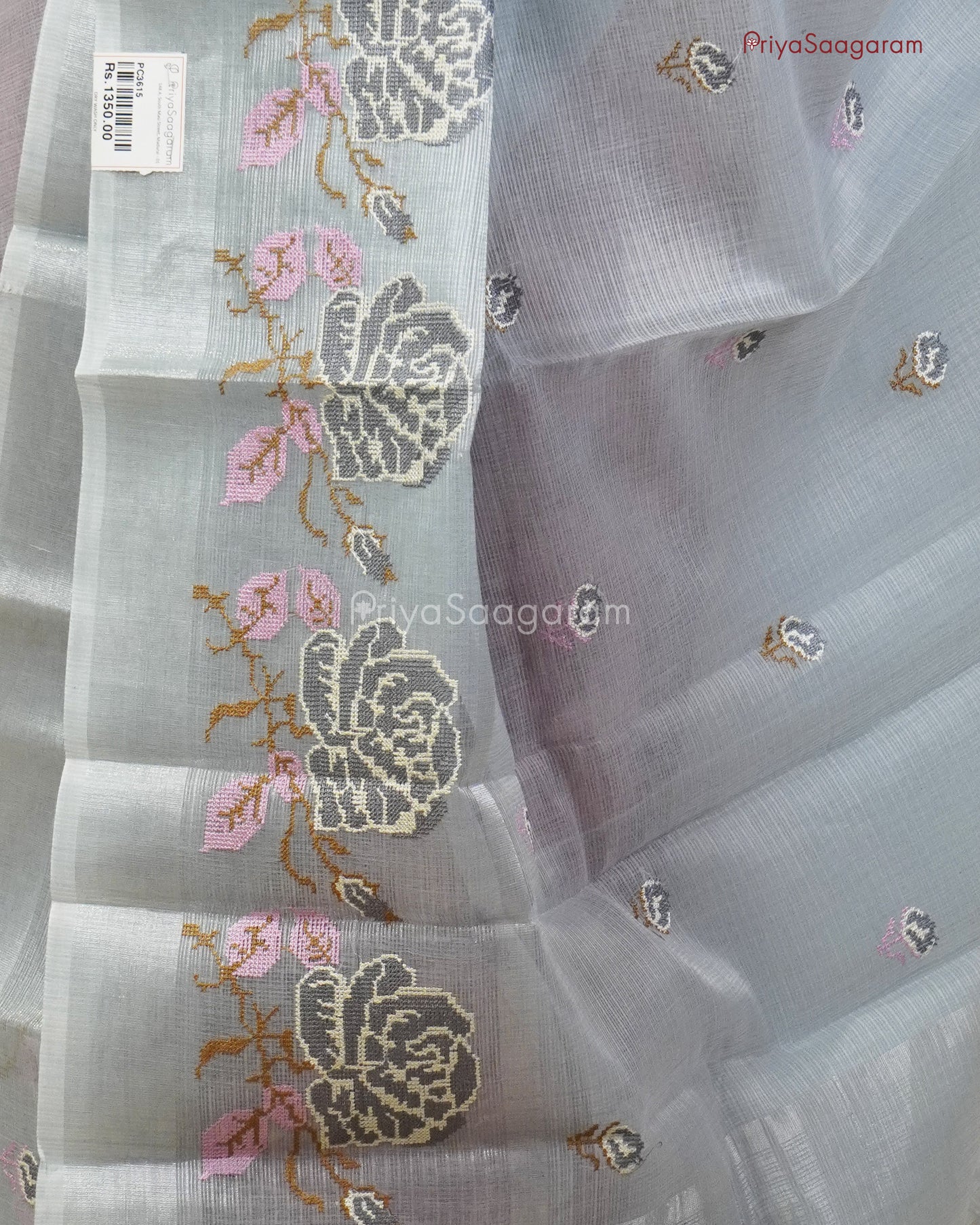 Cloudy Grey Embroidery Kota - PC3615