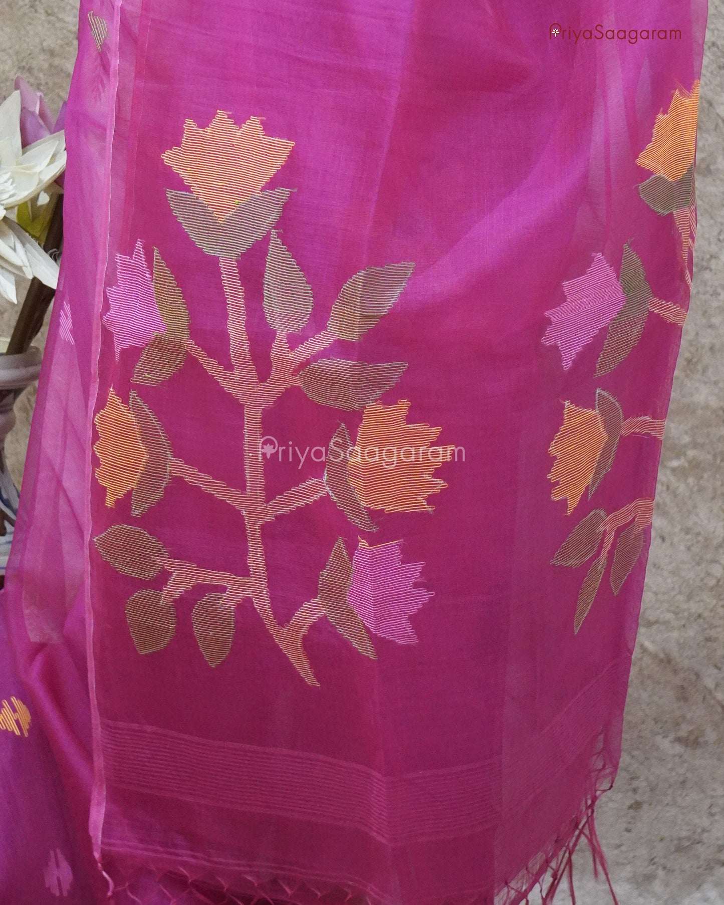 Bright Pink Jamdhani Organza - PD257