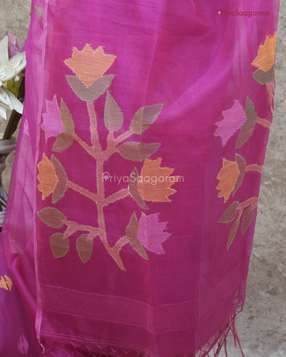 Bright Pink Jamdhani Organza - PD257