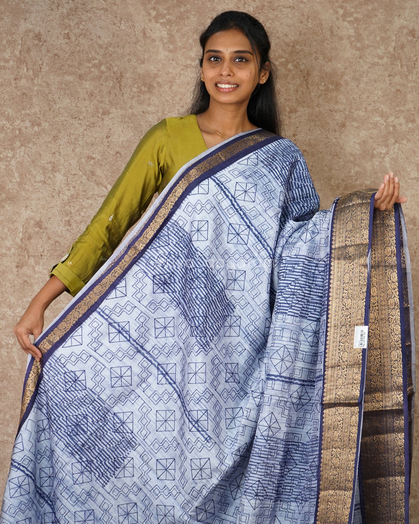 Blue Embroidery Dola Tussar - PD3147