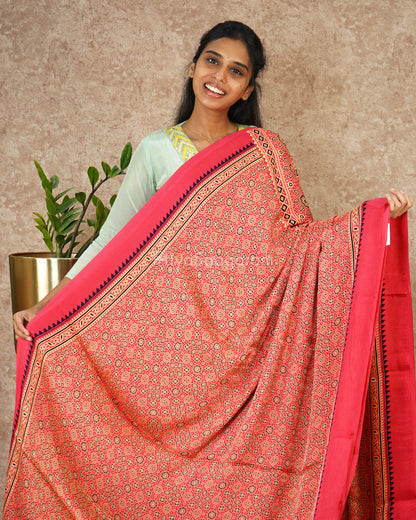 Mittai Pink Ajrak Modal Silk - PD1747