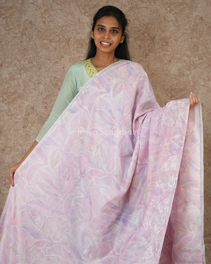 Pastel Lavender Embroidery Tussar - PD3307