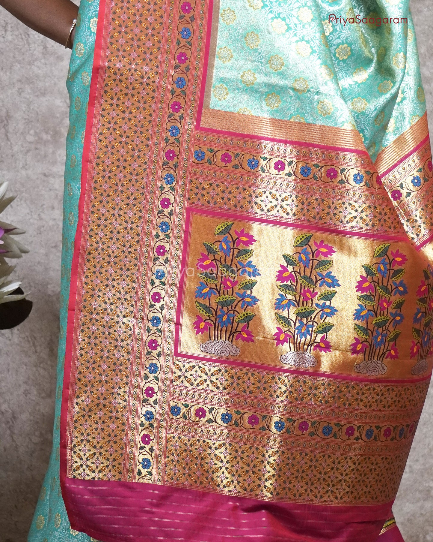 Sea Green Banaras Silk - PB3623