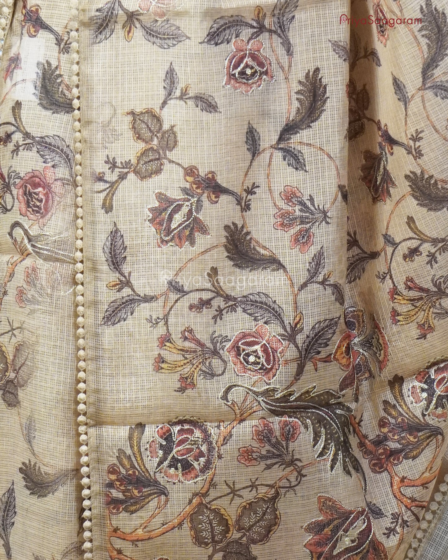 Mustard Floral Aari Kota - PC3297