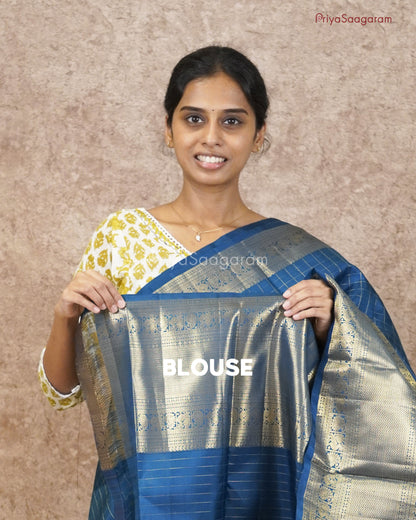 Teal Green Kattam Kanchipuram - M9577