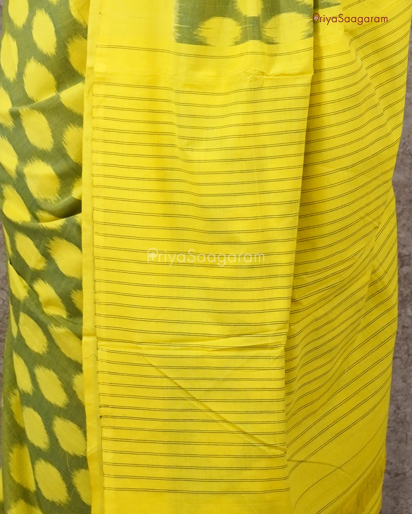 Yellow Green Ikkat Cotton - PC998