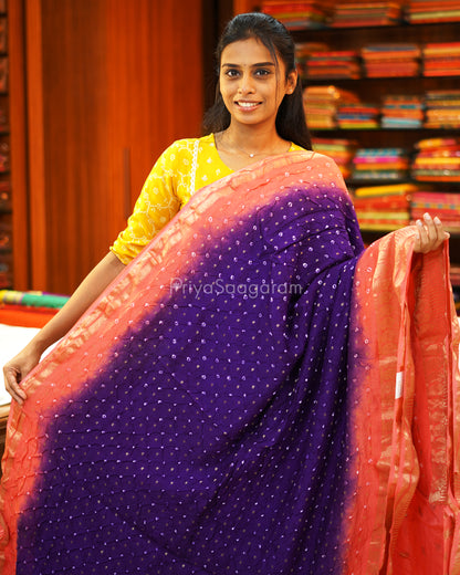 Purple Pink Banaras Bandhani - PE2765