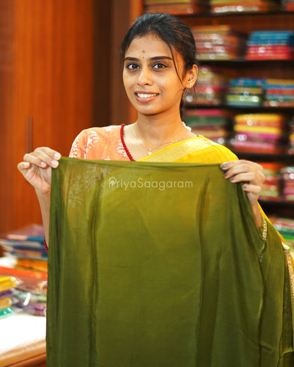 Mehndi Green Yellow Russian Silk - PE363