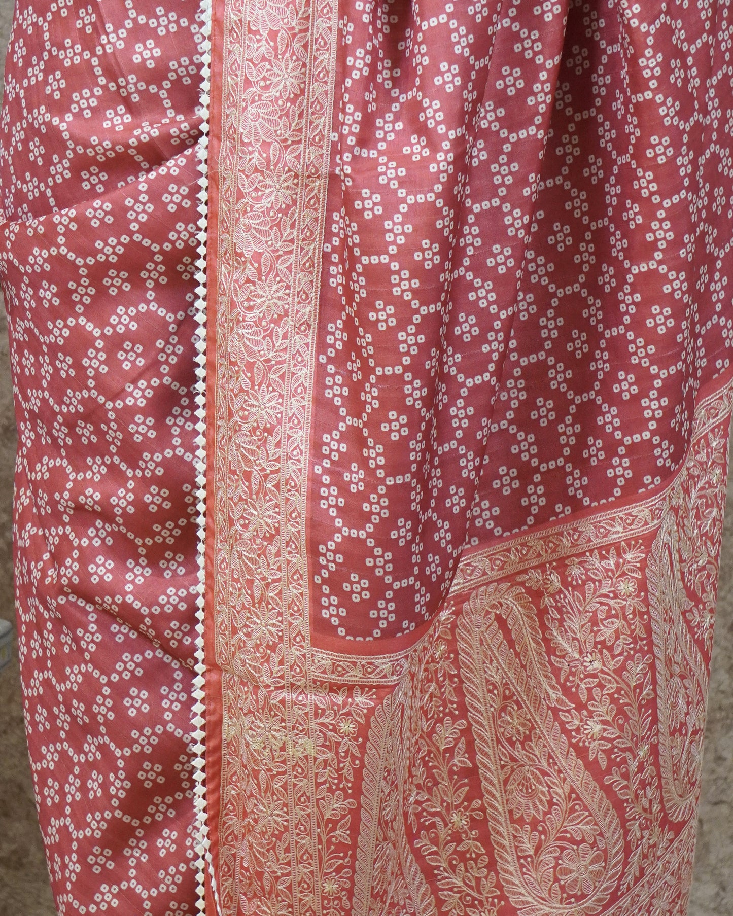 Red Bandhini Tussar - PC4606