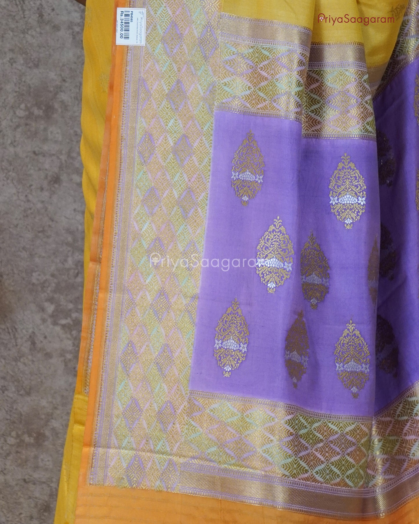 Yellow Organic Painted Tussar - PB4985