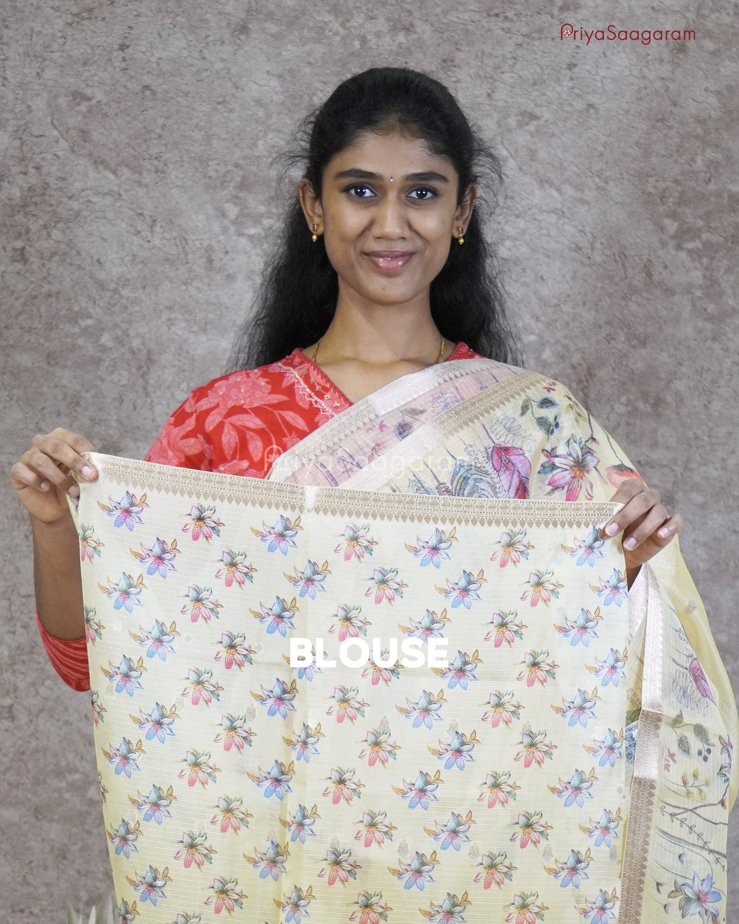 Yellow Floral Zari Kota - PC3555