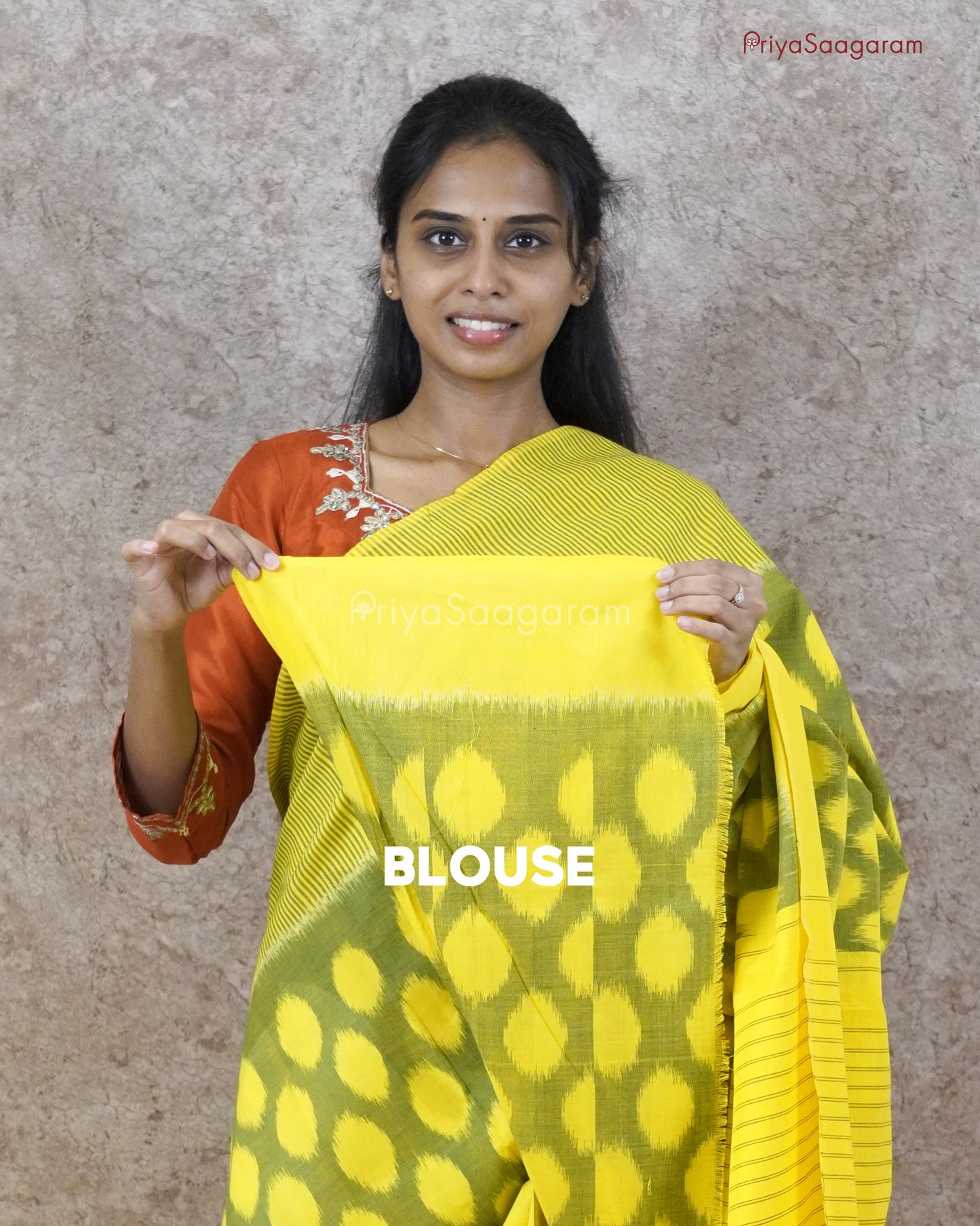 Yellow Green Ikkat Cotton - PC998
