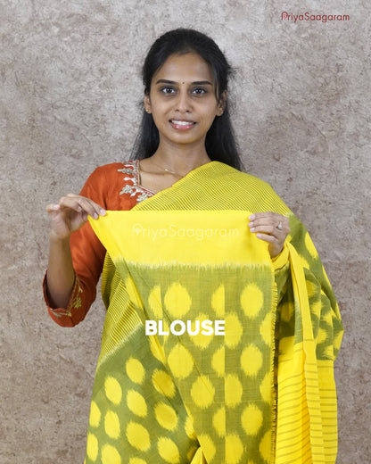 Yellow Green Ikkat Cotton - PC998