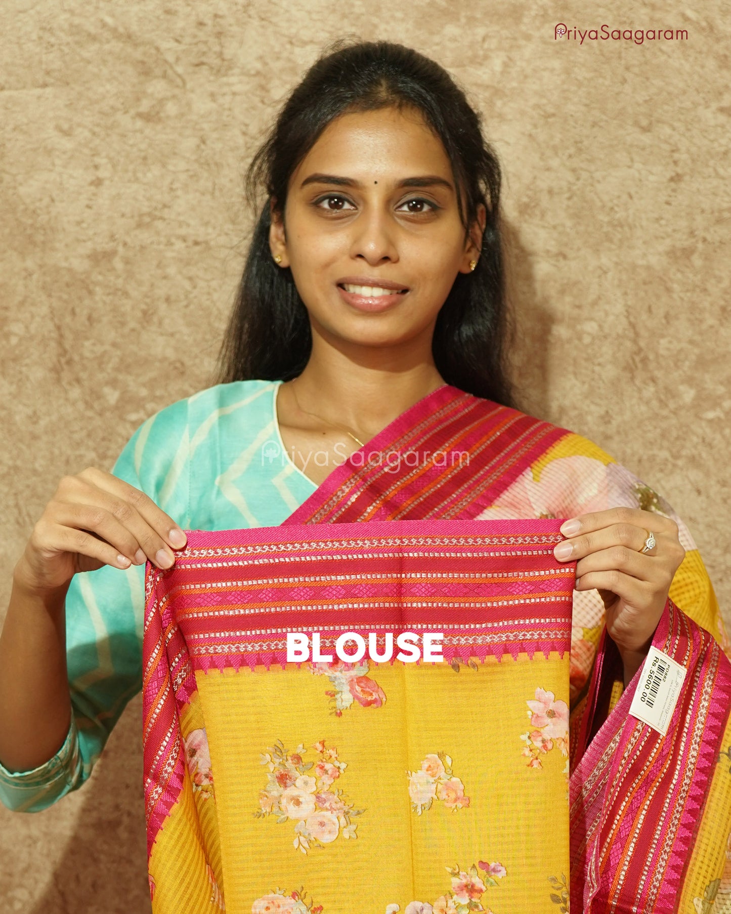 Floral Yellow Supernet Tussar  - PD882