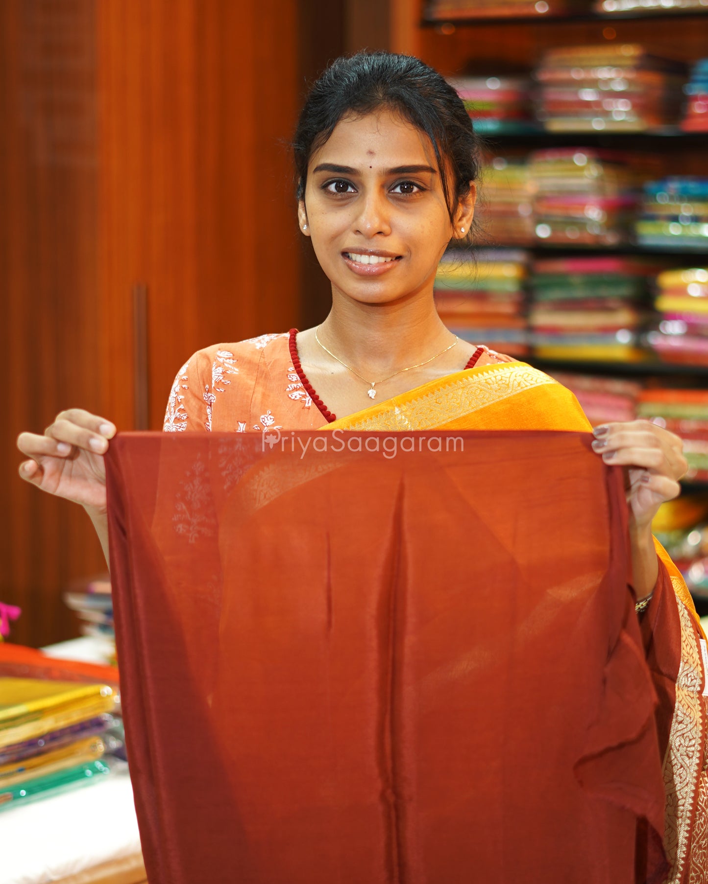 Rustic Brown Yellow Russian Silk - PE364
