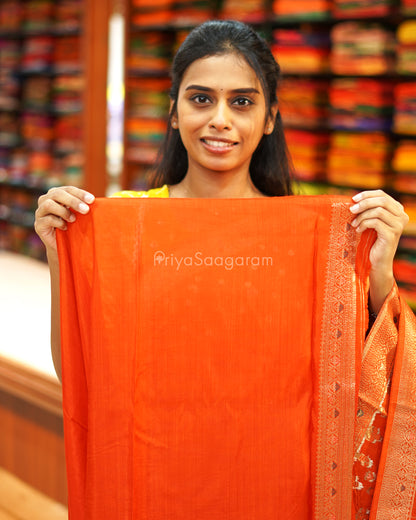 Shaded Orange Woven Chiniya Silk - PE2710