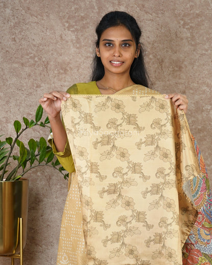 Mustard Bandhani Kota Tussar - PD3848