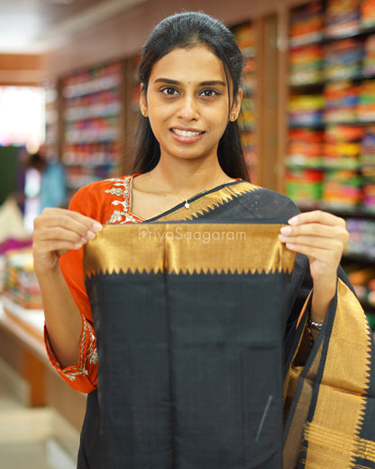 Black Solid Mangalagiri Silk Cotton - N4991